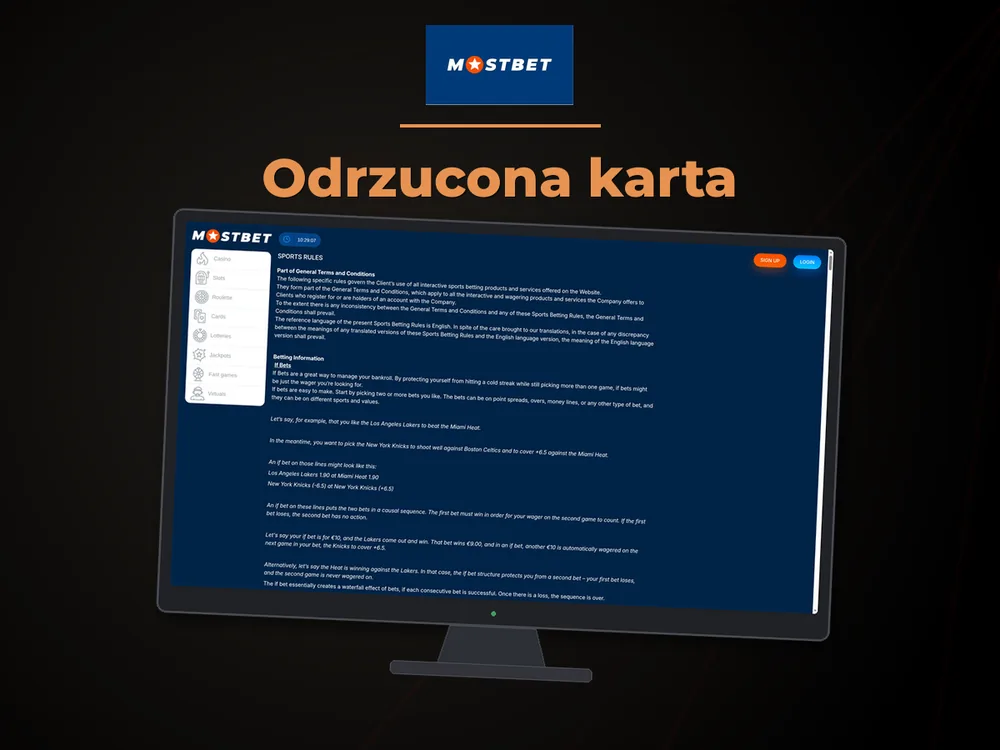 Mostbet - Odrzucona karta